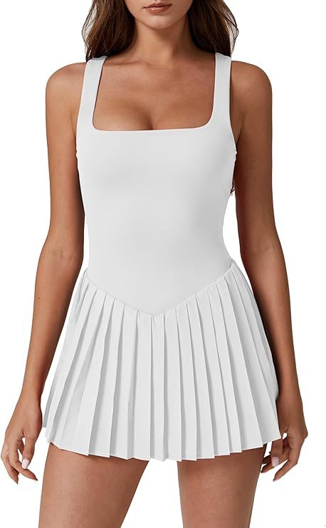 Pleated Sleeveless Dress With Built-in Shorts And Pockets