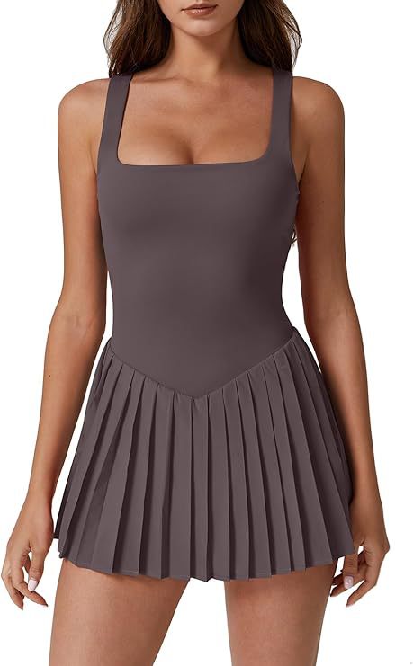Pleated Sleeveless Dress With Built-in Shorts And Pockets