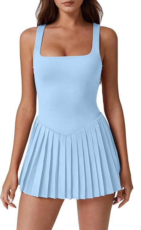 Pleated Sleeveless Dress With Built-in Shorts And Pockets