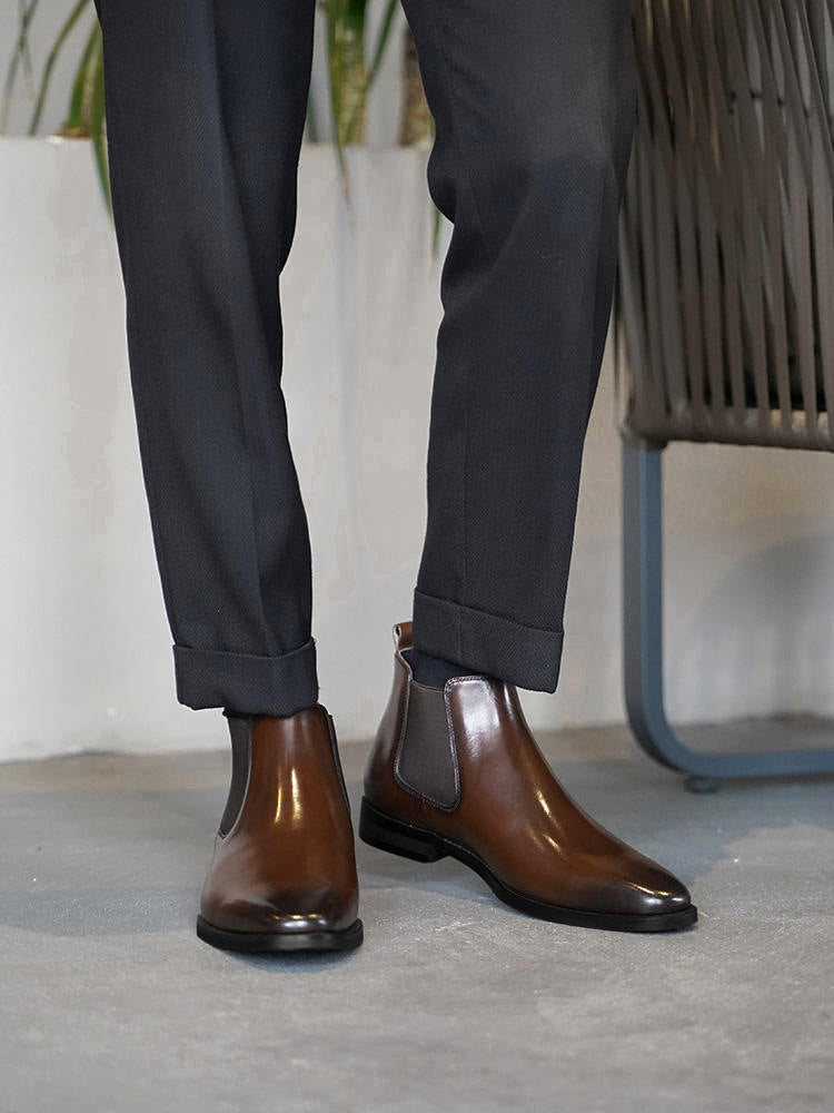 Men's British Vintage Handmade Chelsea Leather Boots