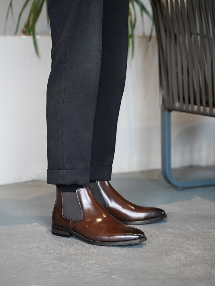 Men's British Vintage Handmade Chelsea Leather Boots