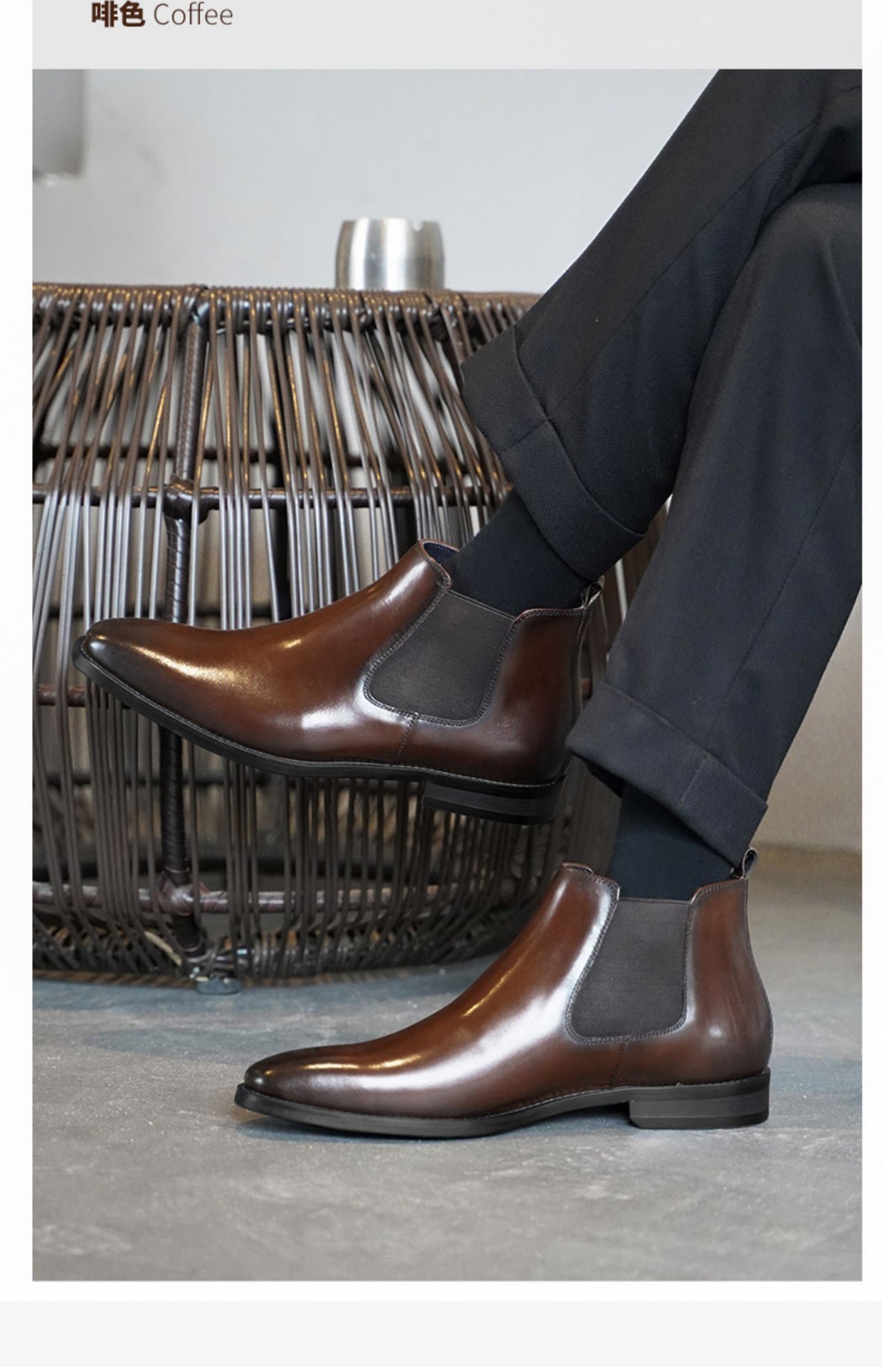 Men's British Vintage Handmade Chelsea Leather Boots