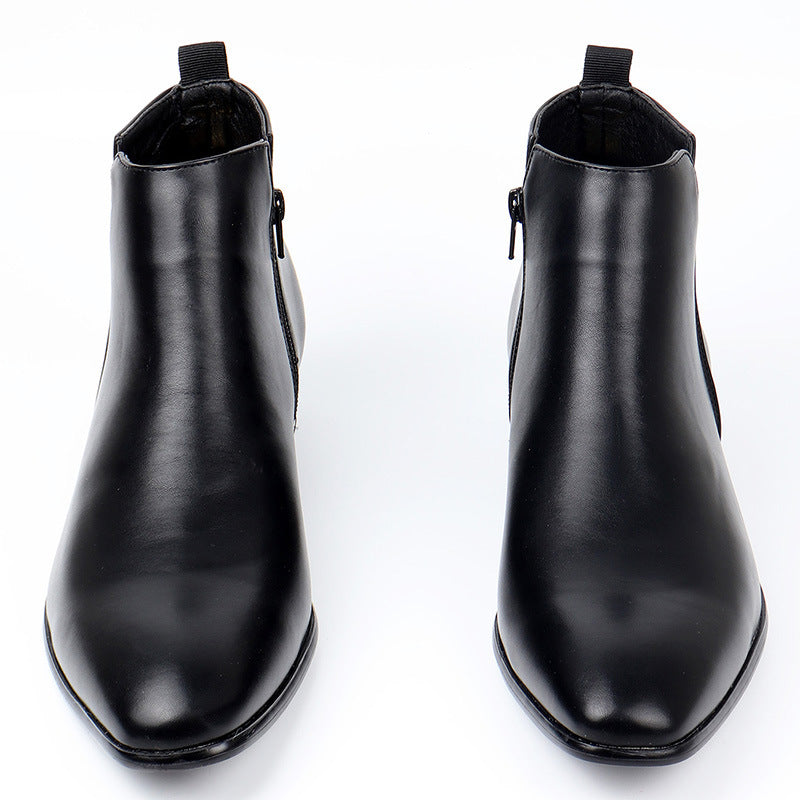 Men's Chelsea Small Square Toe Versatile Fashionable Short Ankle Boots
