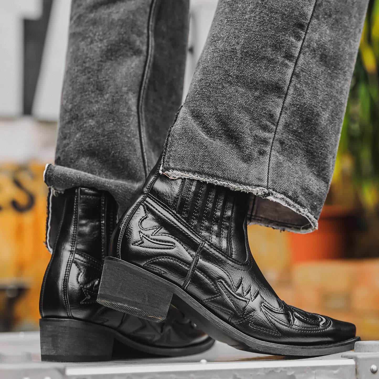 Pointed Toe High Heels Western Cowboy Chelsea Boots