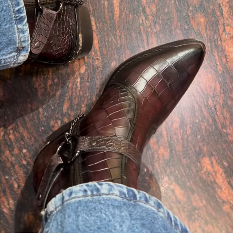 Men's Buckle Point Toe Boots