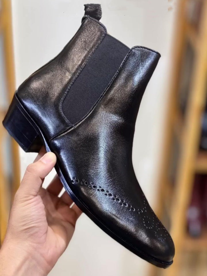 Men's Brogue Carved British Style Ankle Boots