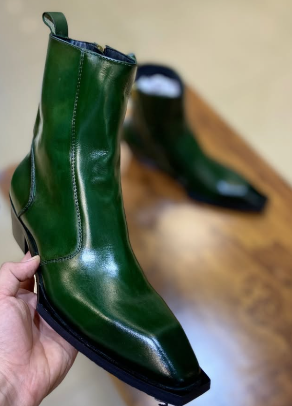 Men's Pointed Toe Chelsea Leather Ankle Boots