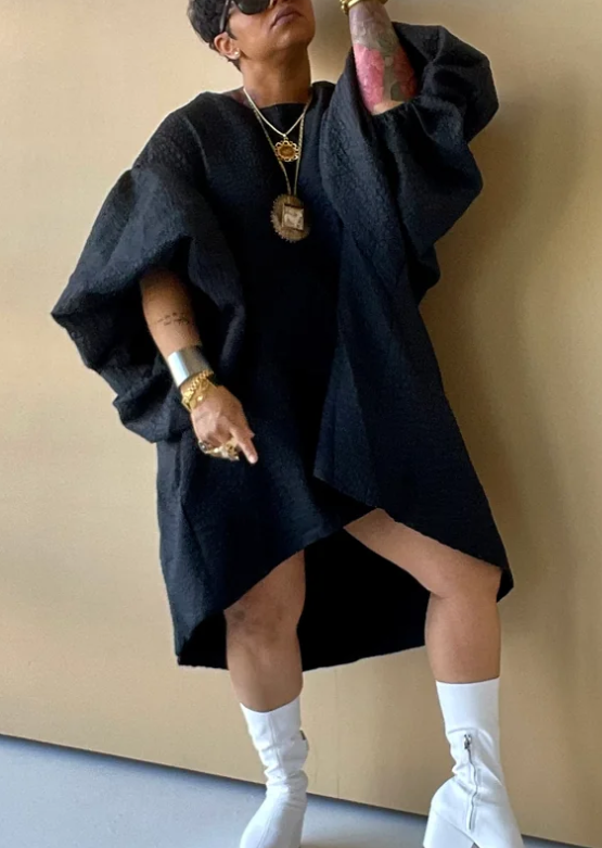 Fashionable Round Neck Oversized Loose Puff Sleeve Top