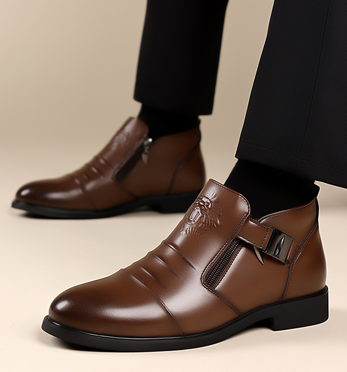 Men's Calf-Skin Pointed-Toe Dress Boots
