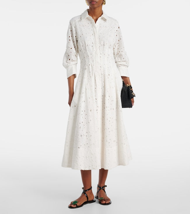 Jazz cotton broderie anglaise midi dress