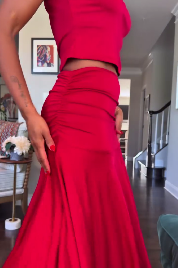 Off-Shoulder Asymmetrical Skirt Set