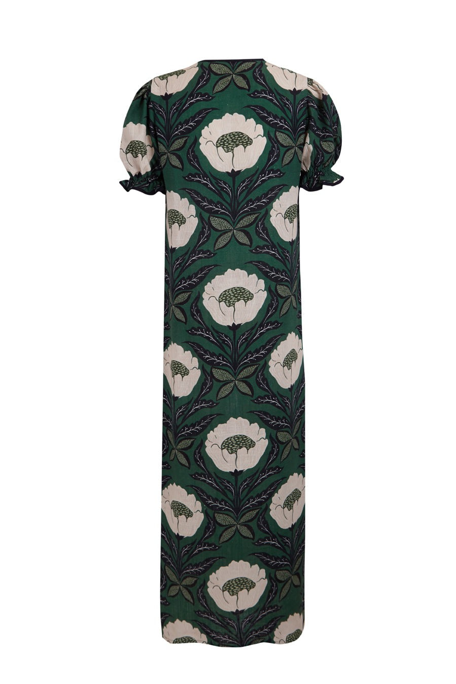 Round Neck Puff Sleeve Slit Dress