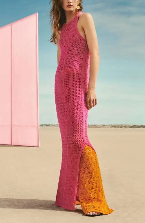Open Stitch Maxi Cover-up Dress