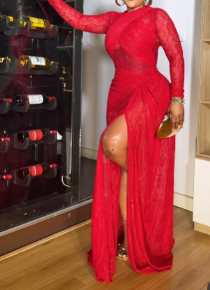 Lace Panel High Waist A-line Dress