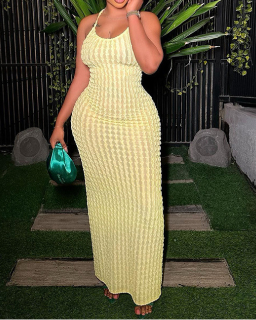 Sexy Popcorn Dress With Halter Back