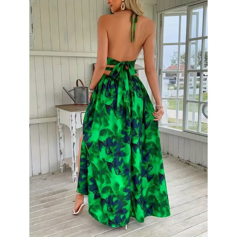 French Side Slit Floral Maxi Dress