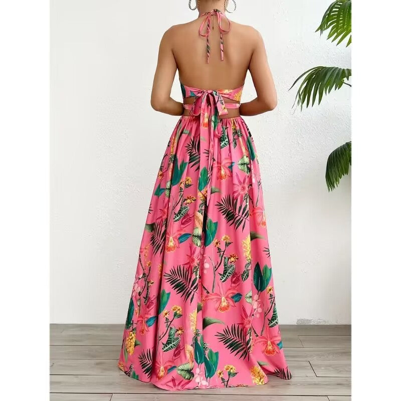 French Side Slit Floral Maxi Dress