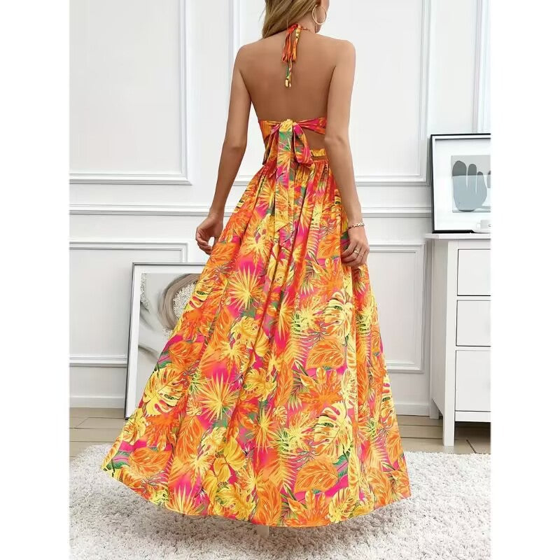 French Side Slit Floral Maxi Dress