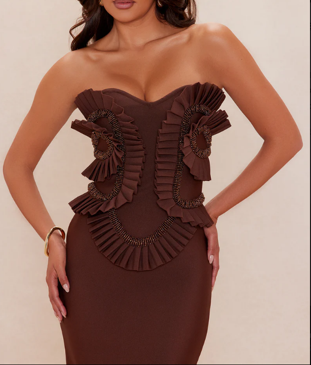 Jade Beaded Bandage maxi Dress