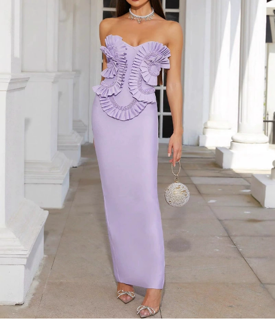 Jade Beaded Bandage maxi Dress