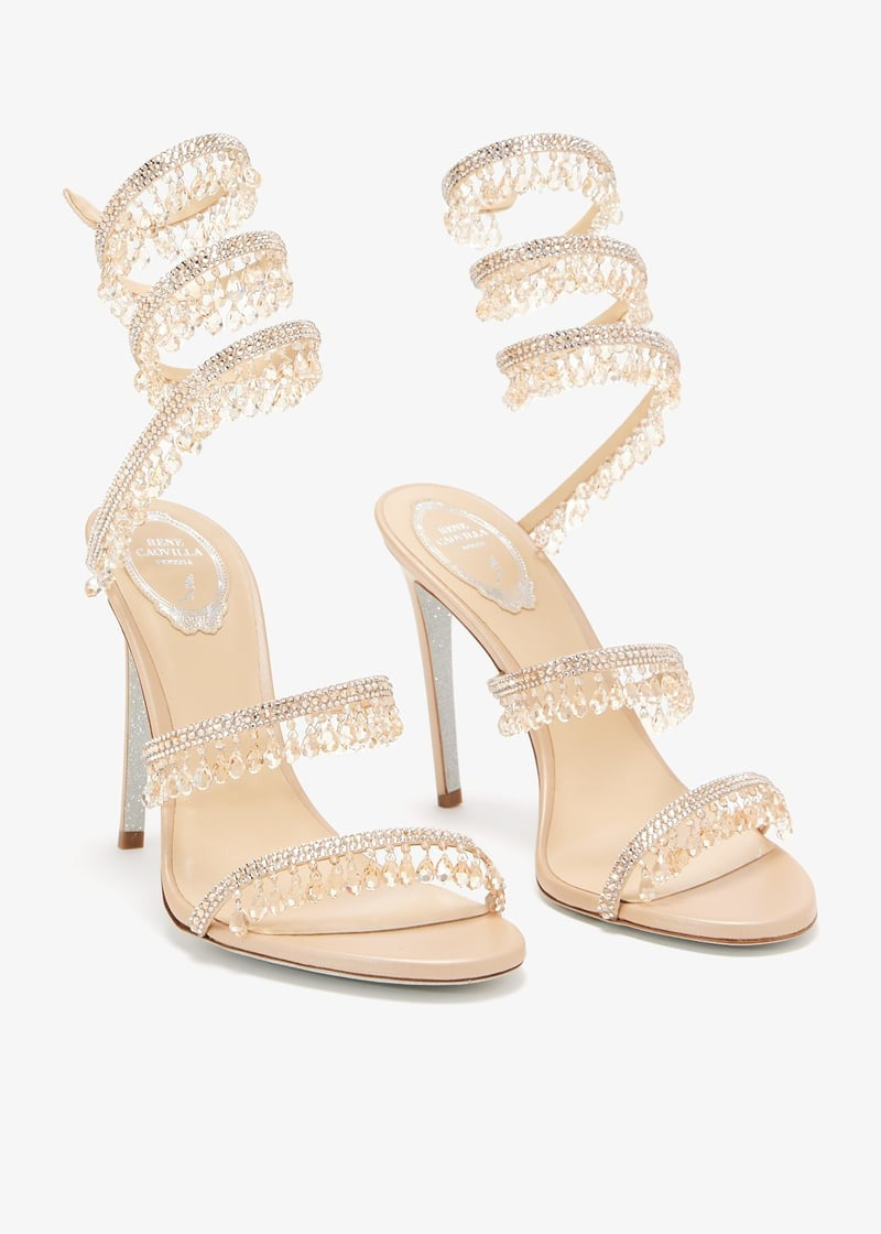 Rhinestone Tassel Embellished High-heeled Sandals