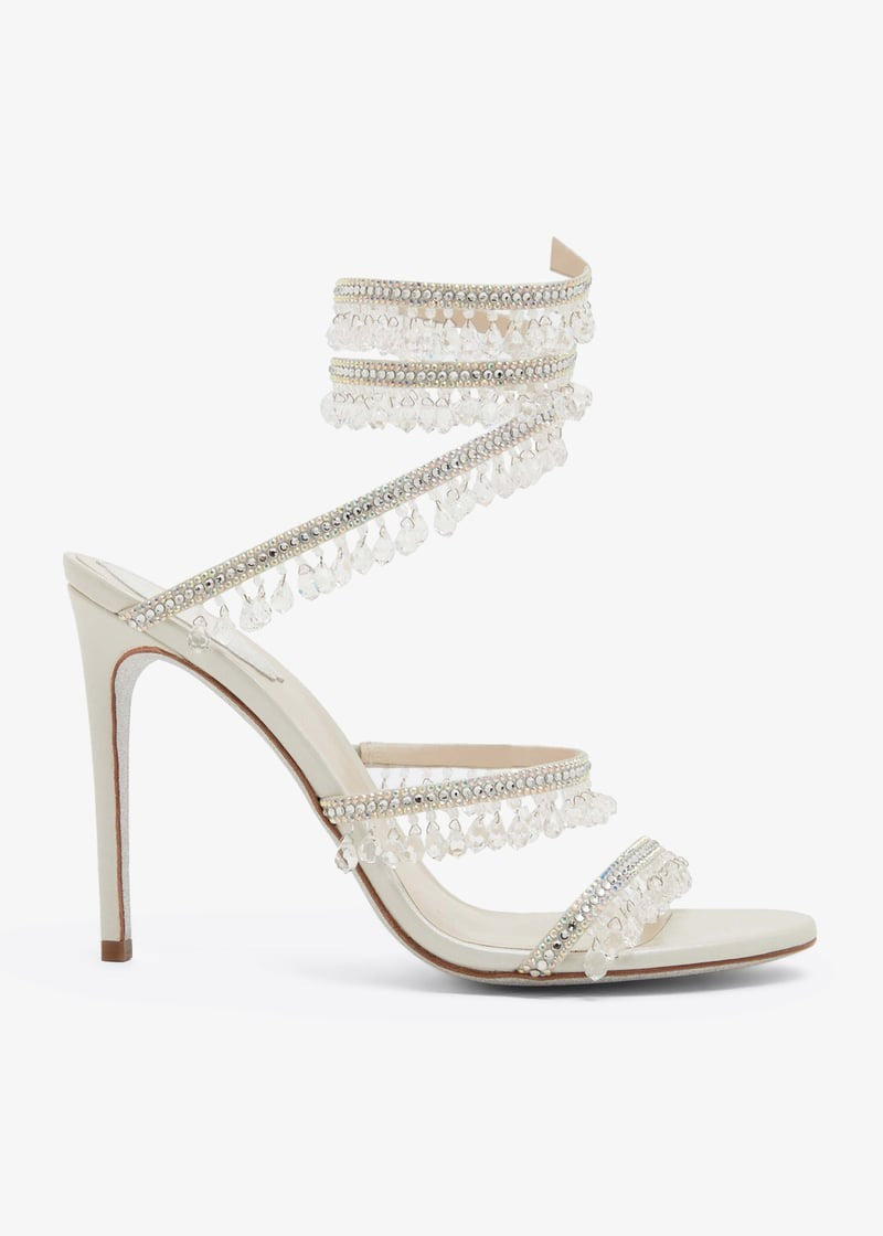 Rhinestone Tassel Embellished High-heeled Sandals