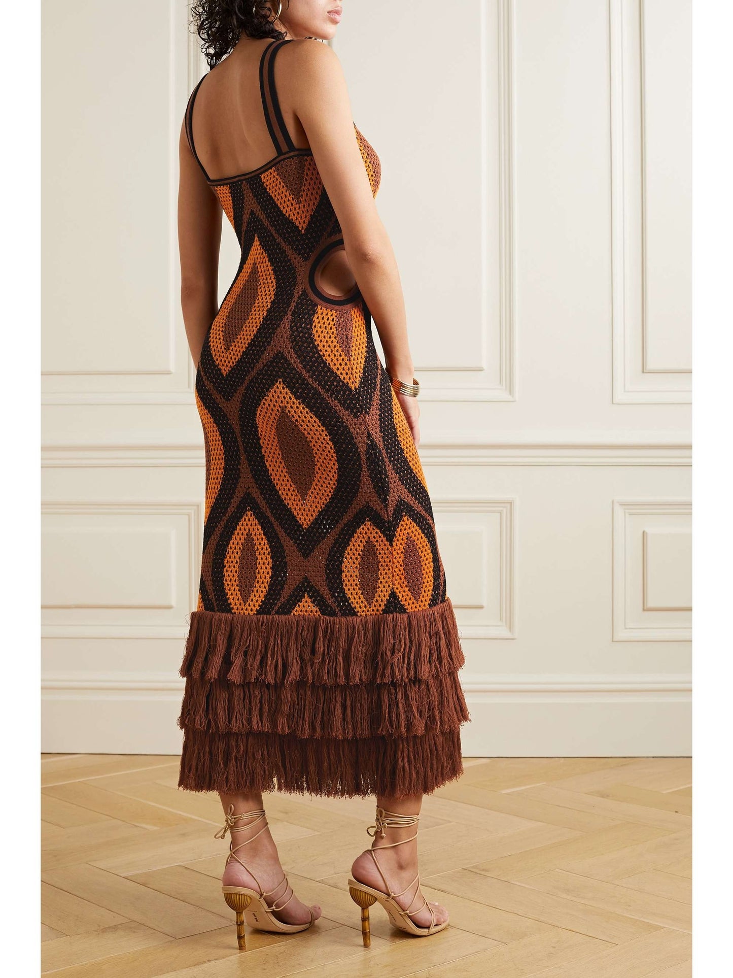 Cutout Fringe Crochet Maxi dress