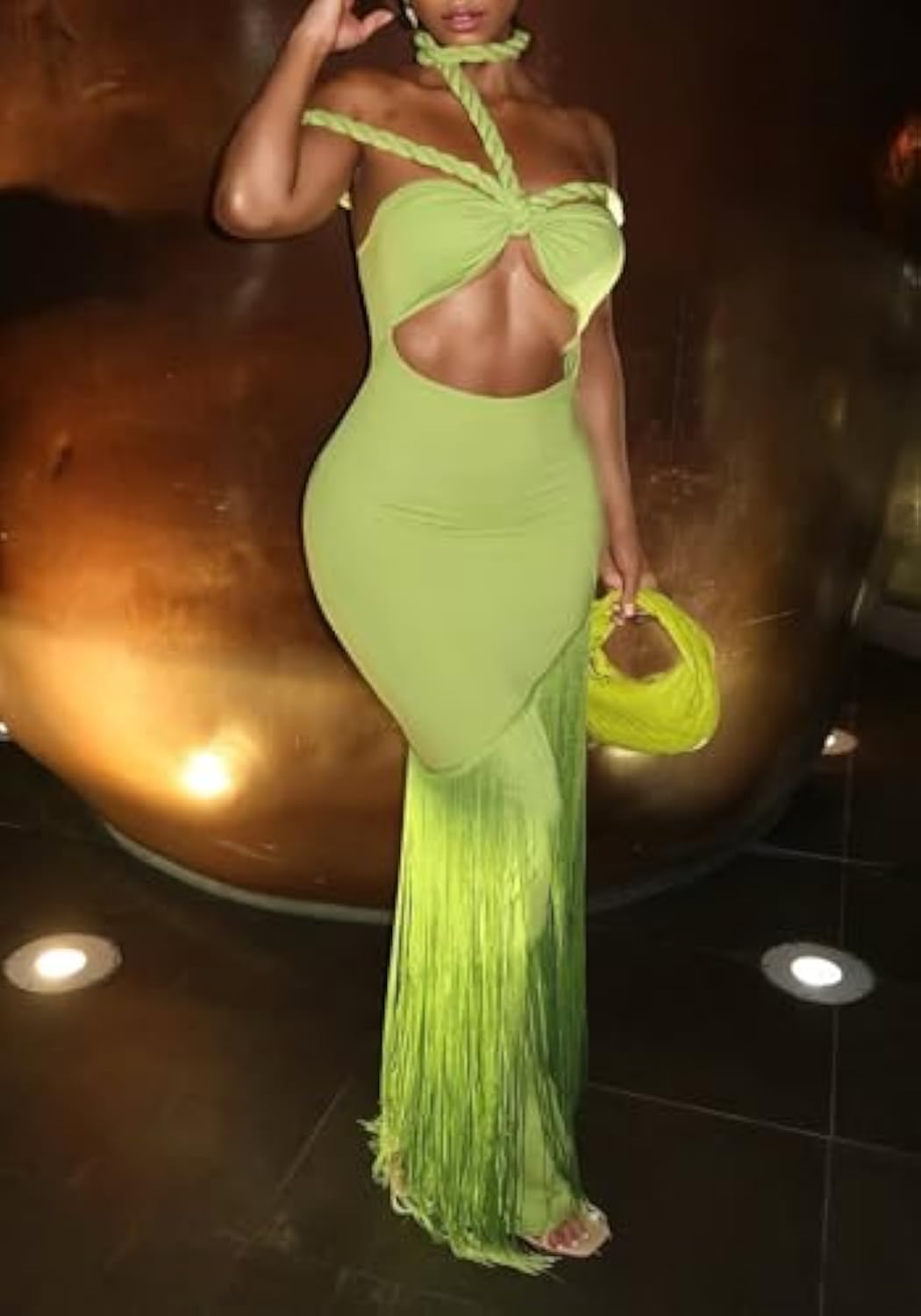 Women's Sexy Halter Backless Maxi Dress Cut Out