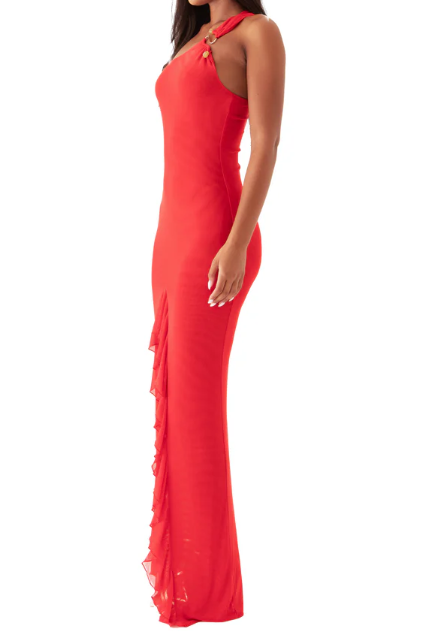 One Shoulder Mesh Resort Dress