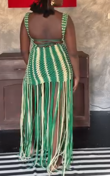 Hollow Knit Fringe Skirt