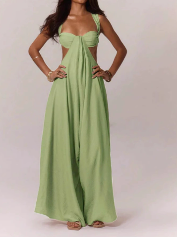 Trendy Lace-up Suspenders Jumpsuit