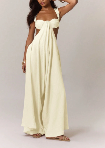 Trendy Lace-up Suspenders Jumpsuit