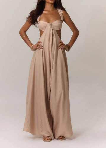 Trendy Lace-up Suspenders Jumpsuit