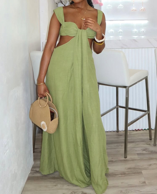 Trendy Lace-up Suspenders Jumpsuit