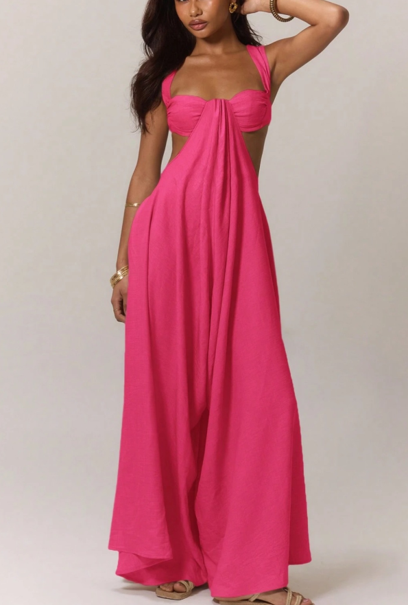 Trendy Lace-up Suspenders Jumpsuit
