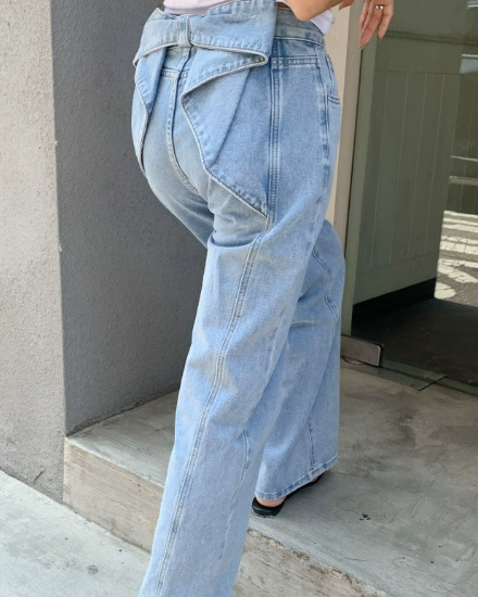 Blue Jeans With Bow At Back