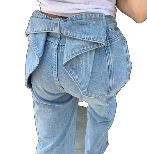 Blue Jeans With Bow At Back