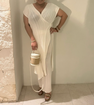 Thin V-neck Knitted Suit