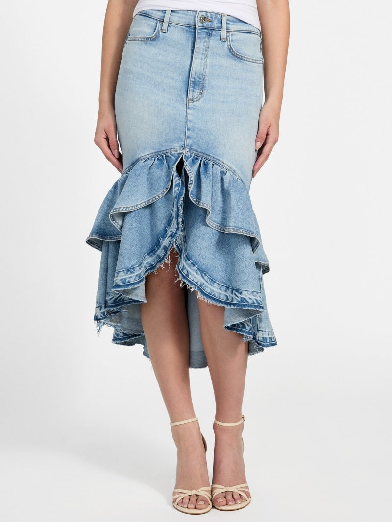 Denim High-Low Skirt