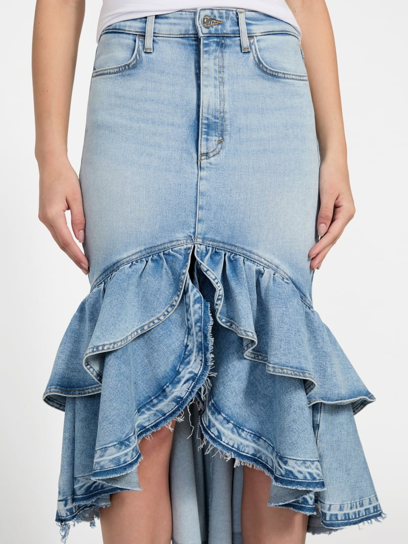 Denim High-Low Skirt