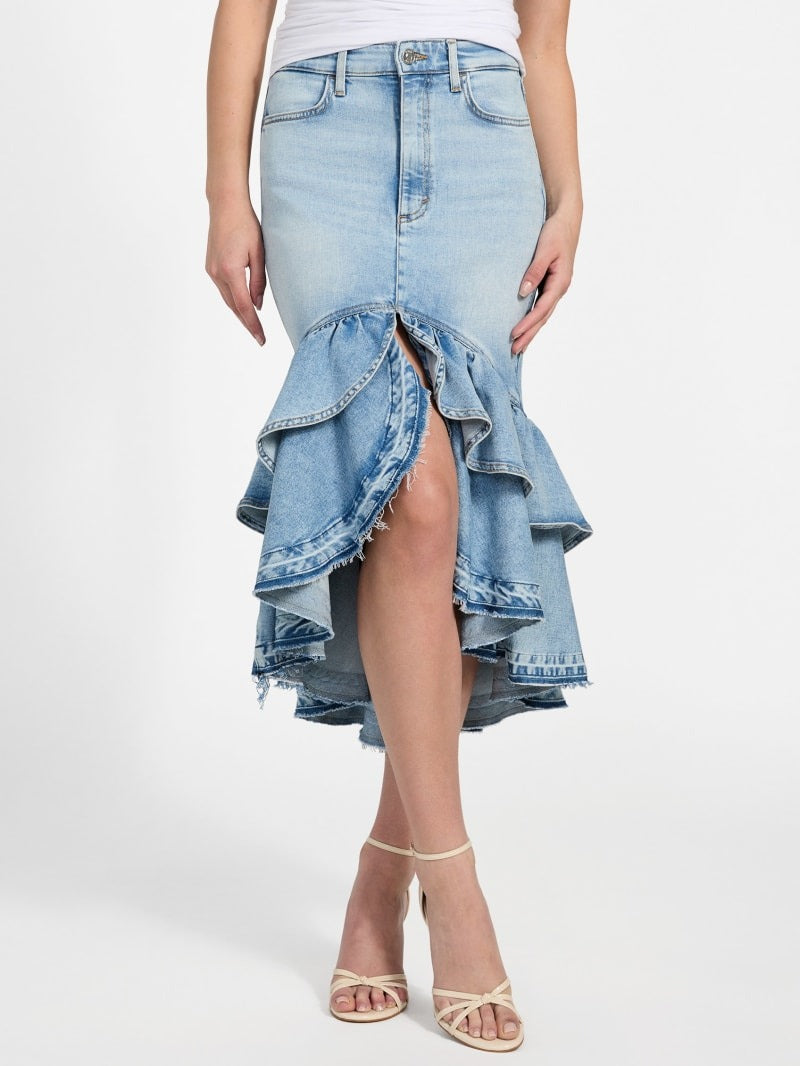 Denim High-Low Skirt