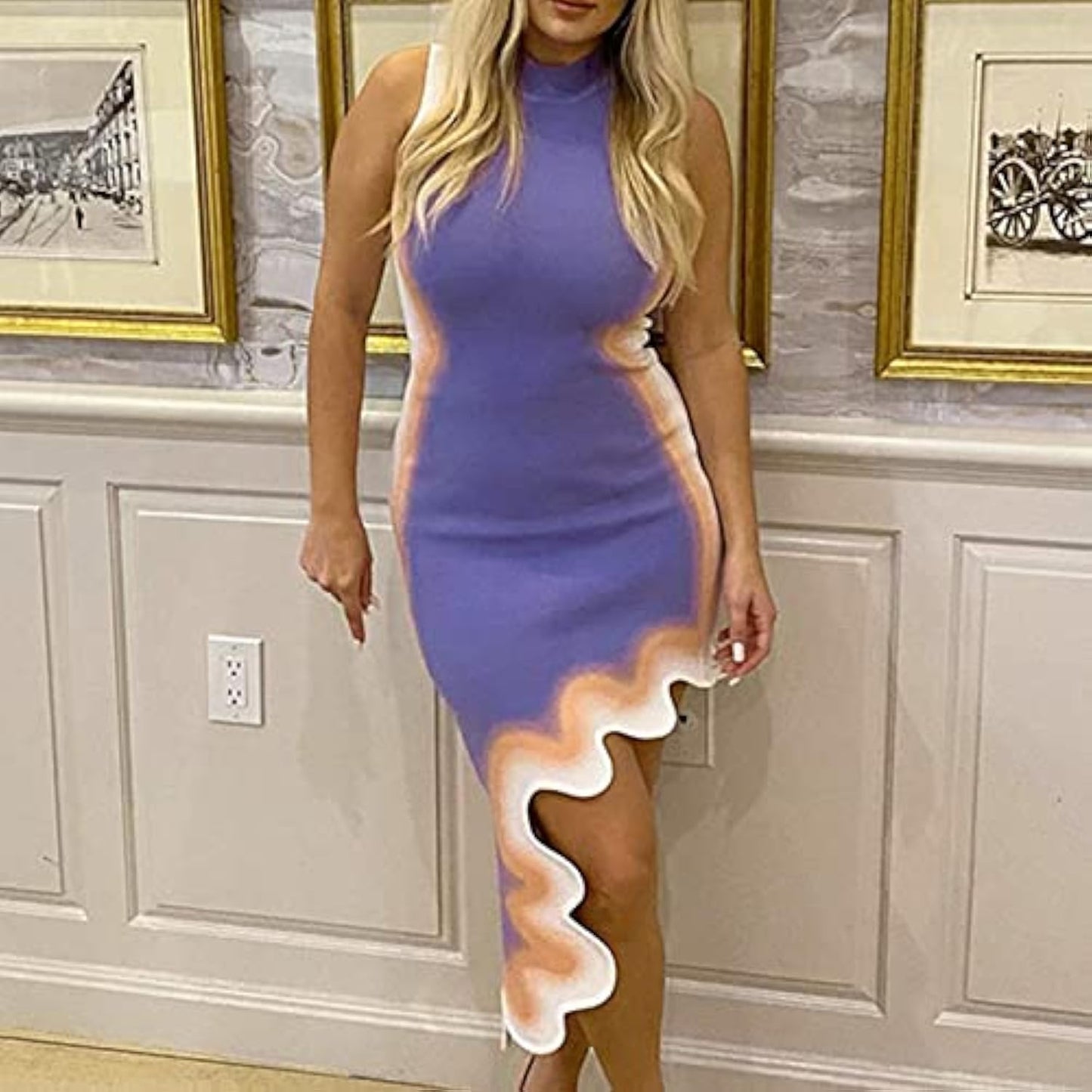 Asymmetric Hem Midi Dress