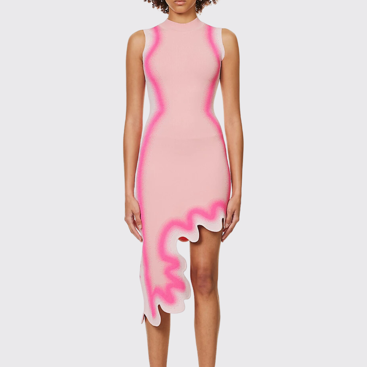 Asymmetric Hem Midi Dress