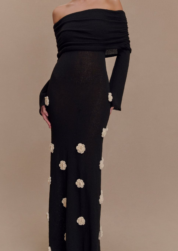 Long Sleeve Off-shoulder Knitted Dress