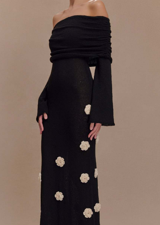 Long Sleeve Off-shoulder Knitted Dress
