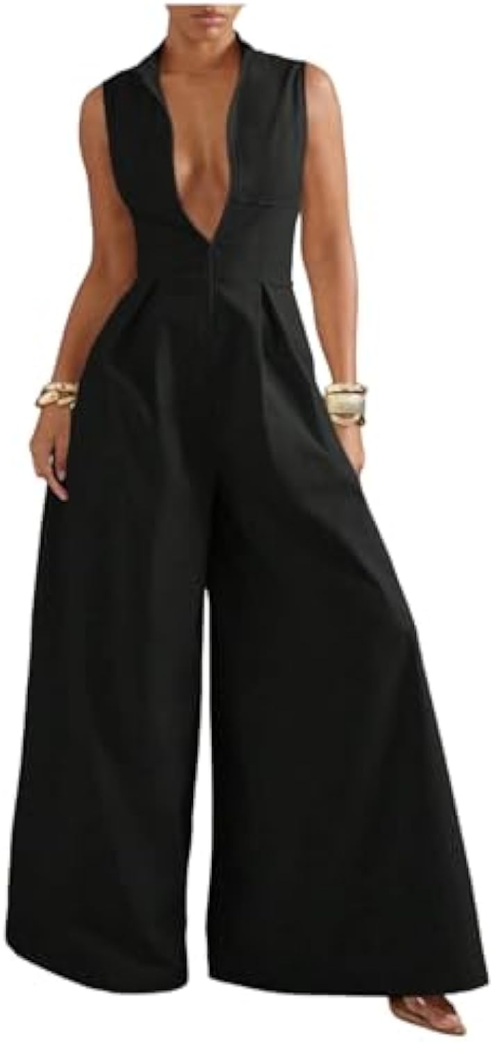 Women's High Waisted Wide Leg Jumpsuit