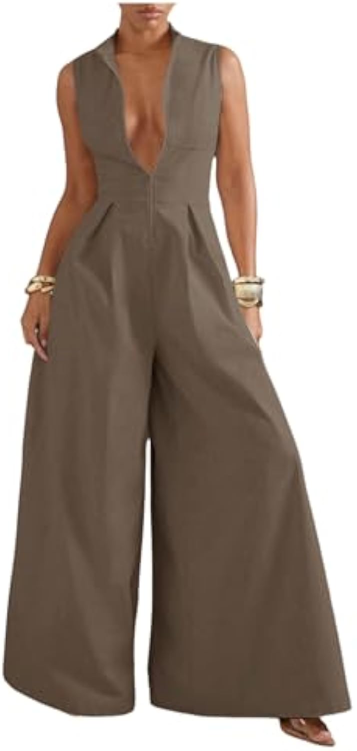 Women's High Waisted Wide Leg Jumpsuit