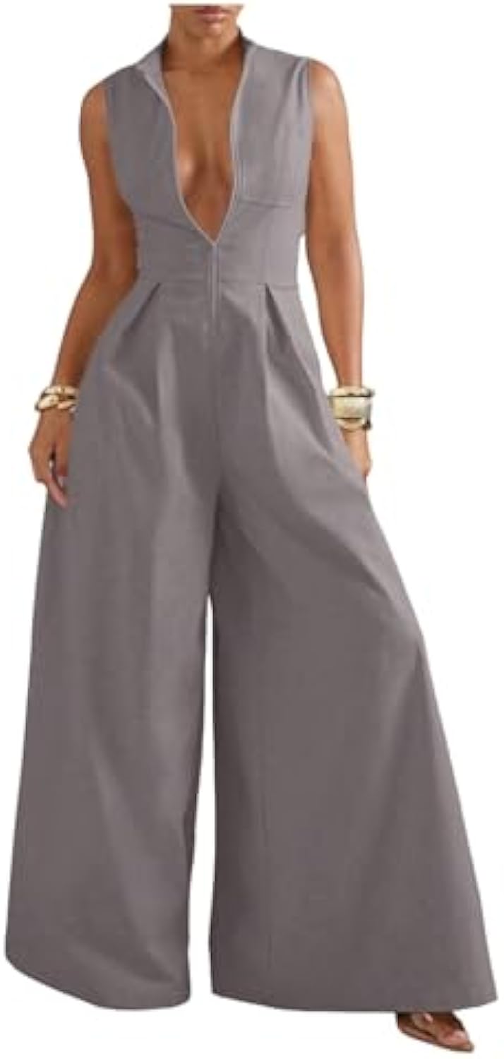 Women's High Waisted Wide Leg Jumpsuit