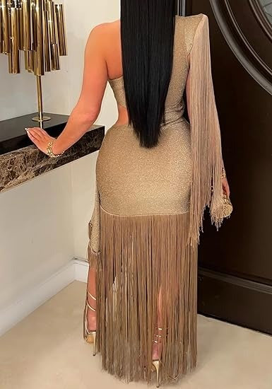 Wrap-around Fringe Sparkling Dress