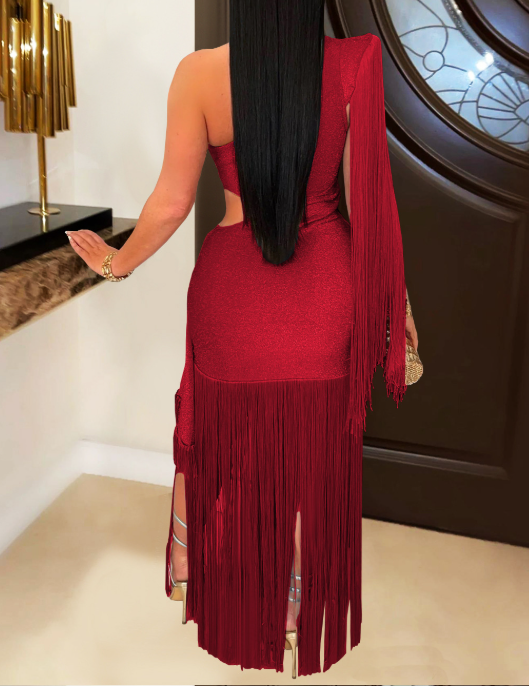 Wrap-around Fringe Sparkling Dress